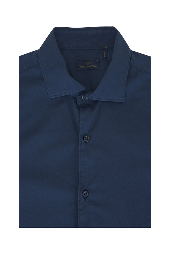 Paul & Shark Blue Garment Dyed Cotton Voile Sport Shirt - view 1