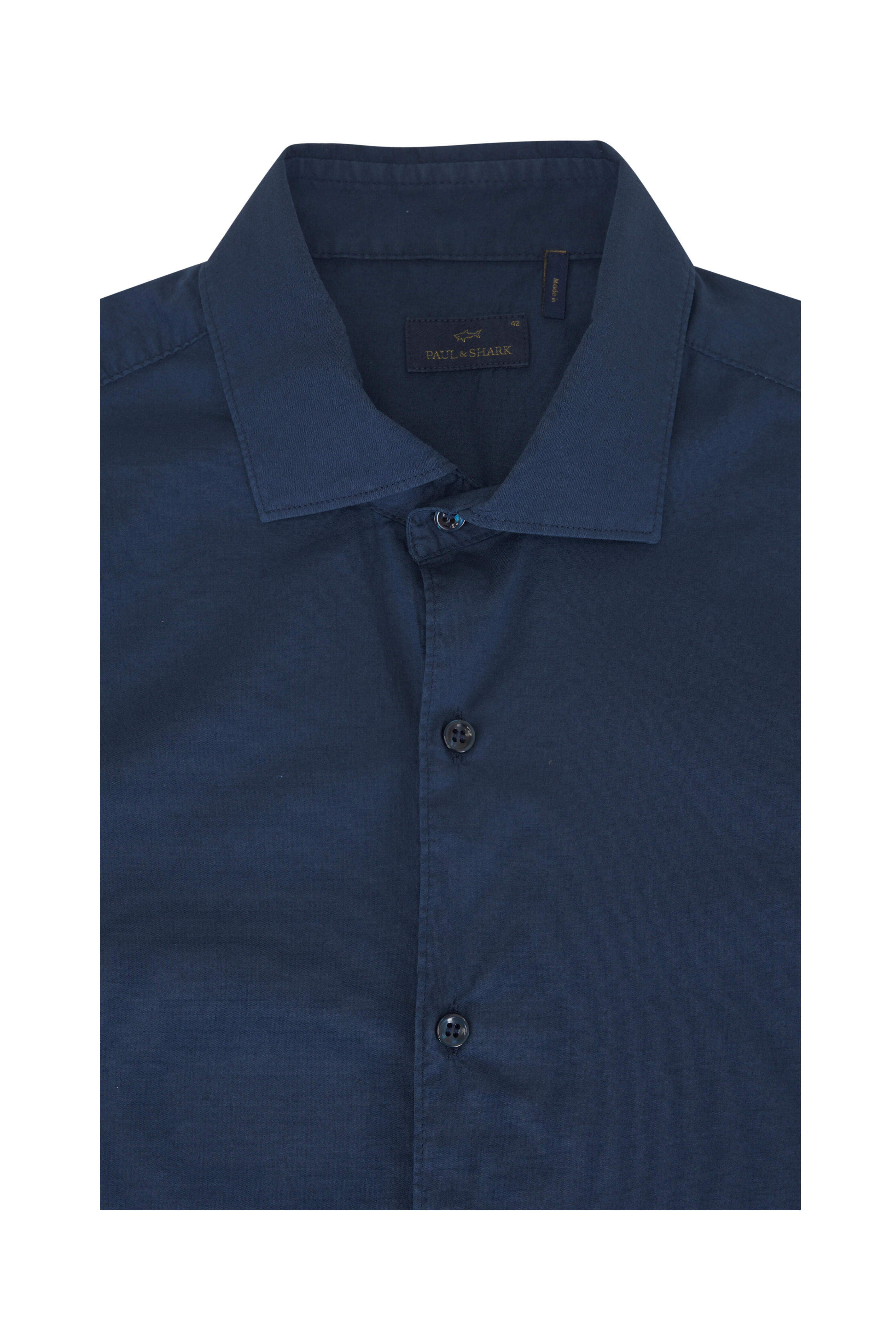Paul & Shark - Blue Garment Dyed Cotton Voile Sport Shirt