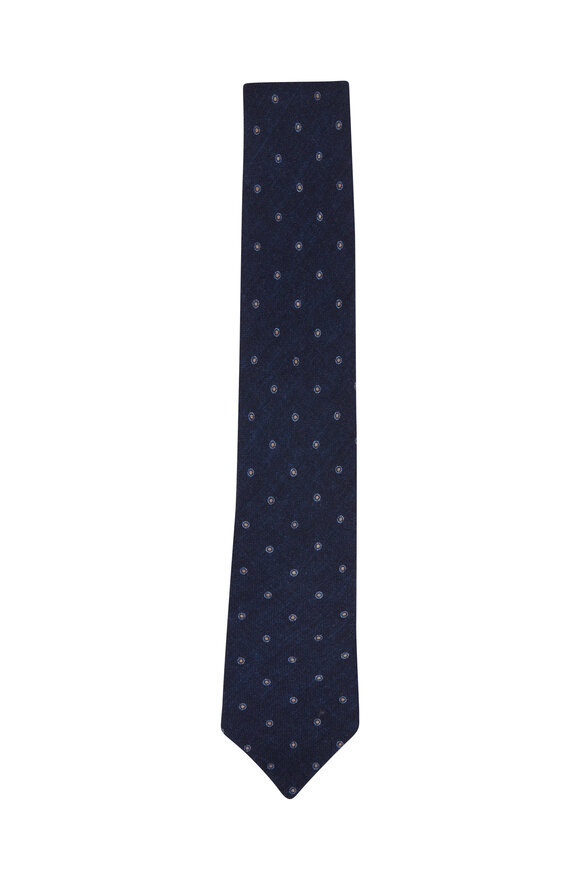 Brunello Cucinelli - Dark Blue Dot Wool Necktie