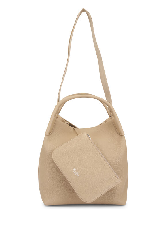 Loro Piana Large Bale Neutral Grained Leather Bucket Bag - view 4