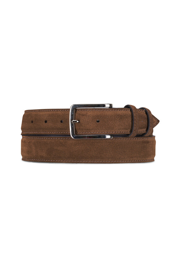 Bontoni Torta Textured Brown Suede Belt