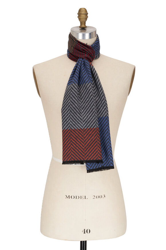 Chelsey Imports Multicolor Chevron Silk Scarf