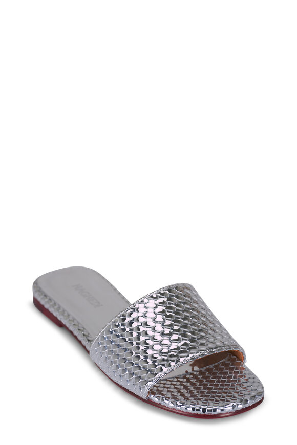 Naghedi St. Barths Silver Double Weave Slide Sandal