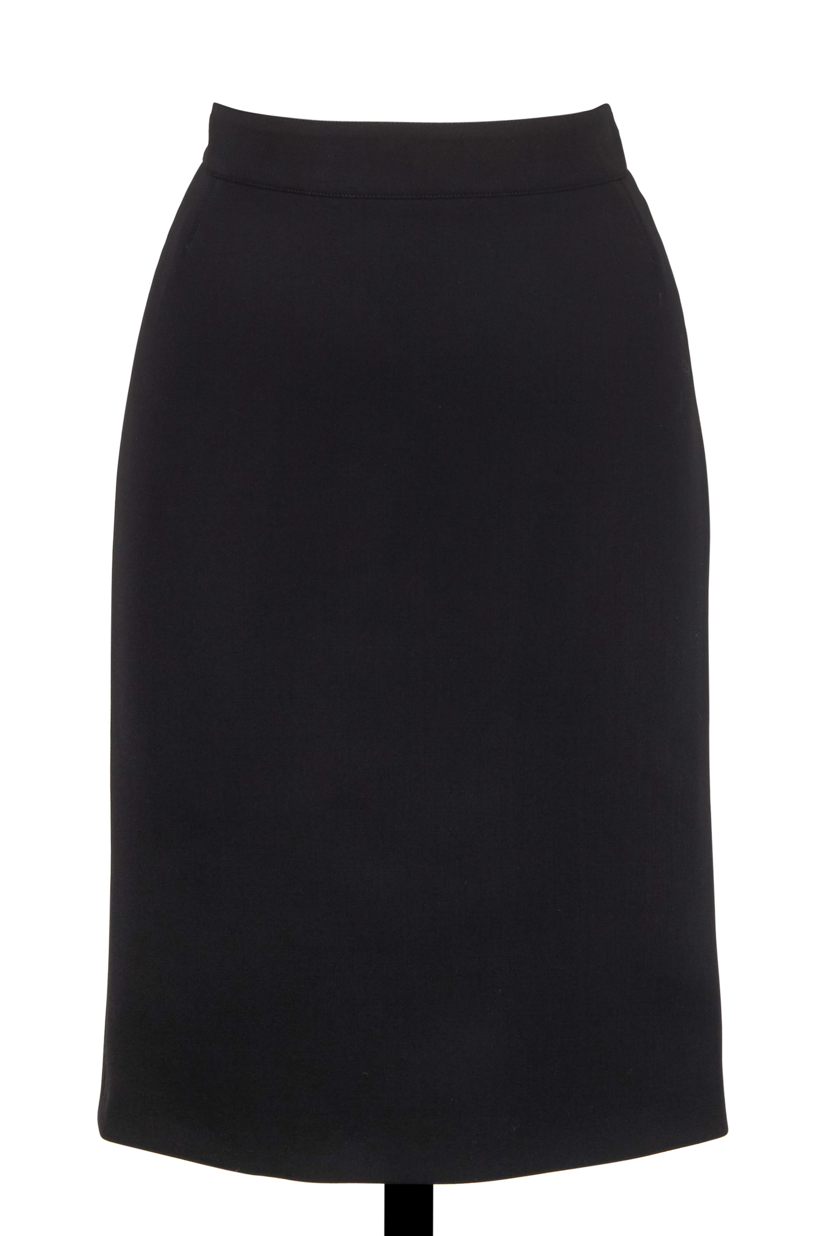 Kiton - Black Stretch Fleece Classic Pencil Skirt