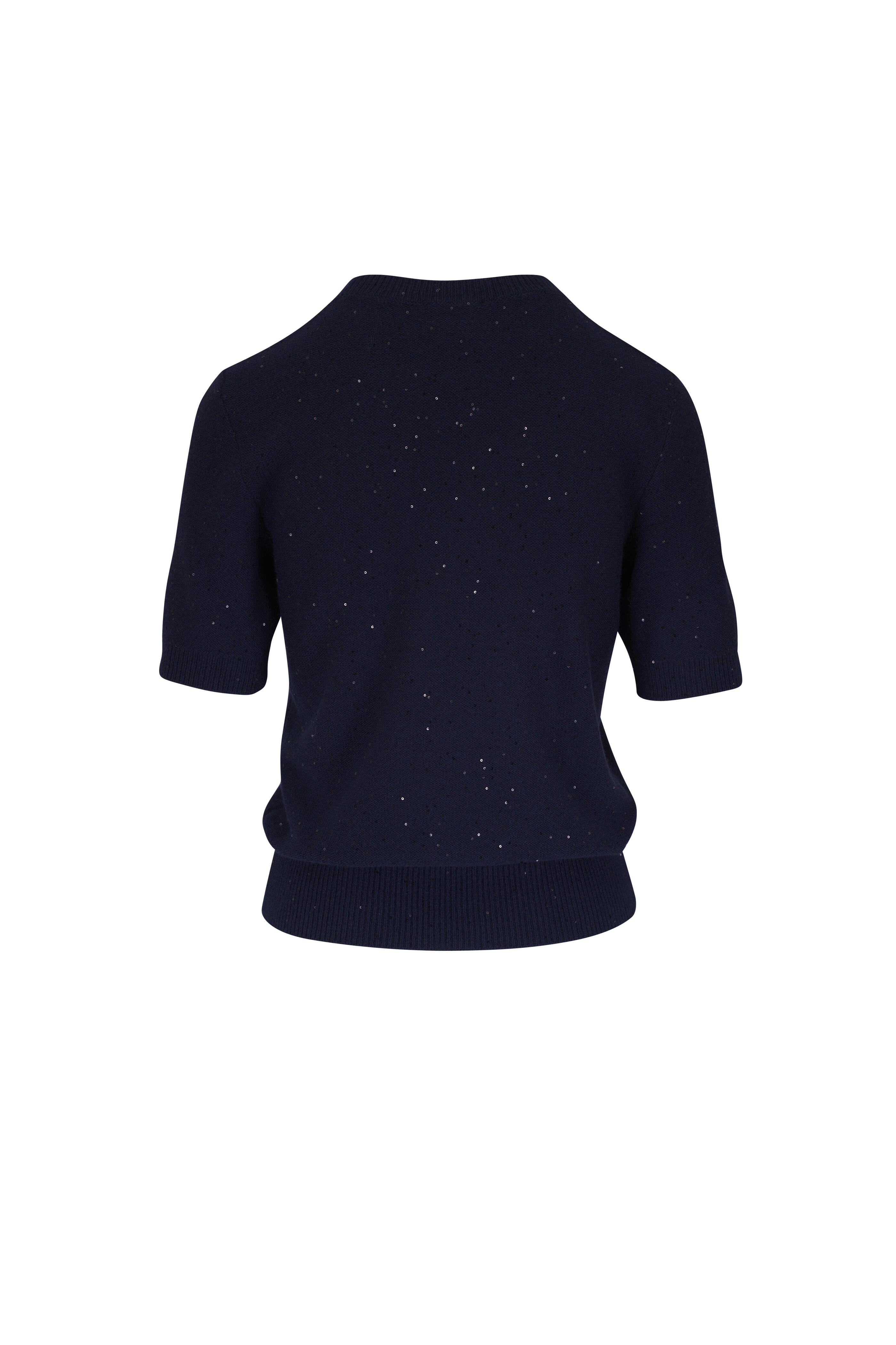 Akris - Navy Blue Sequin Embellished Sweater