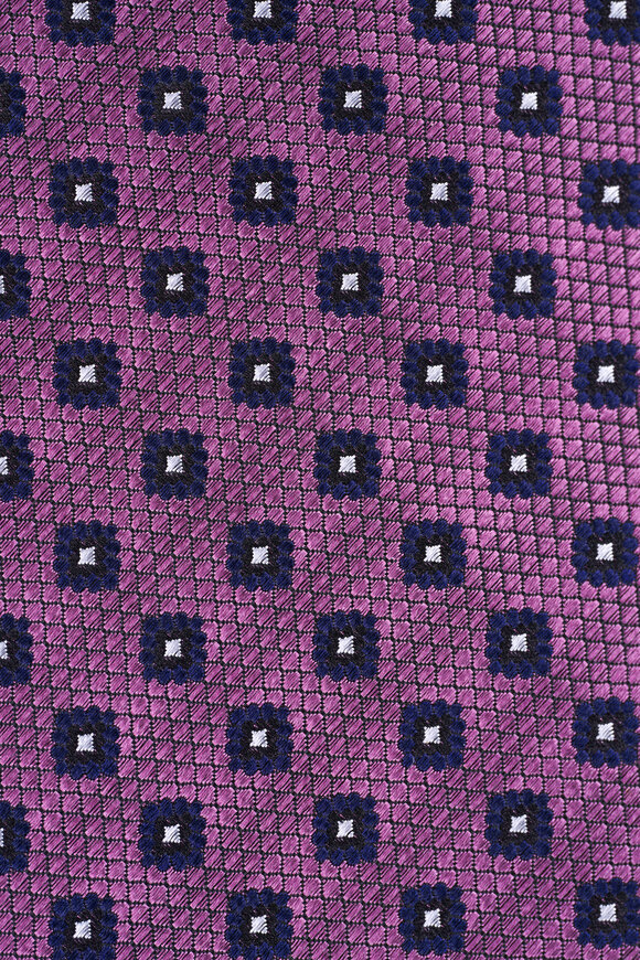 Zegna Pink Geometric Print Silk Necktie - view 2