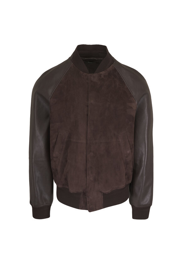 Tom Ford Dark Brown Fine Suede Bomber Jacket - view 1
