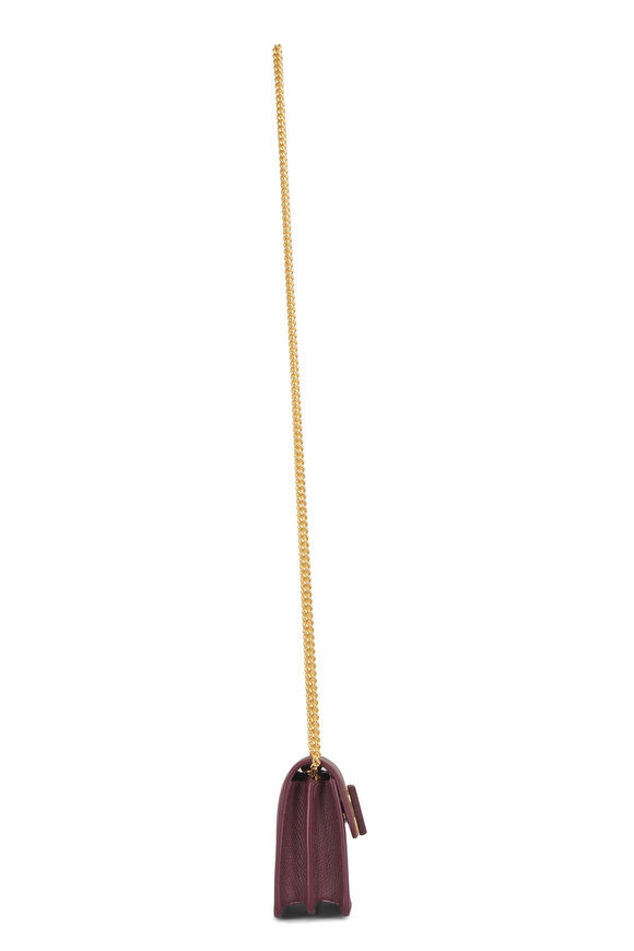 Valentino Garavani VLogo Signature Rosewood Leather Chain Wallet - view 3
