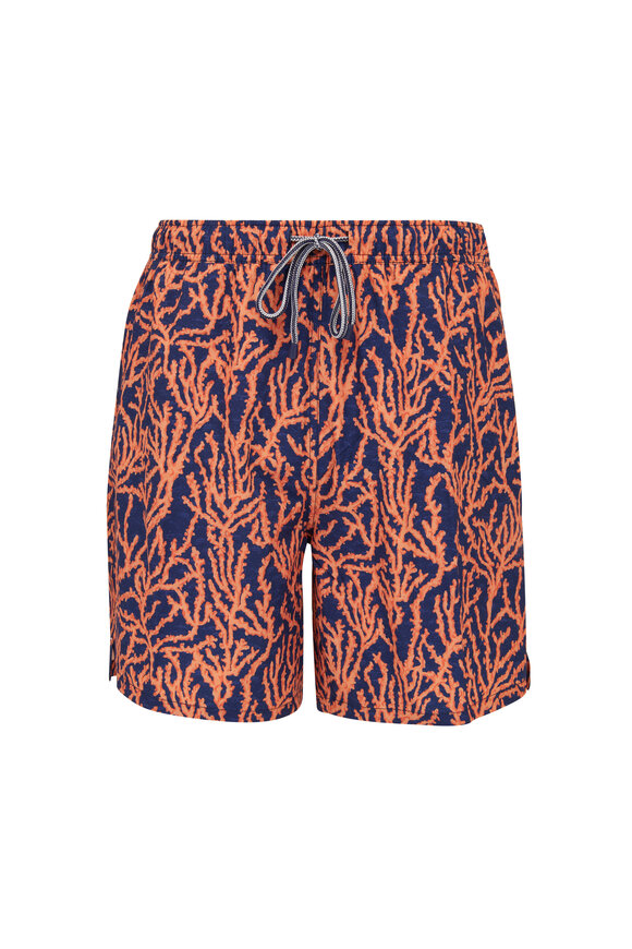 Peter Millar - Grow A Pine Sahara Orange Printed Swim Trunks