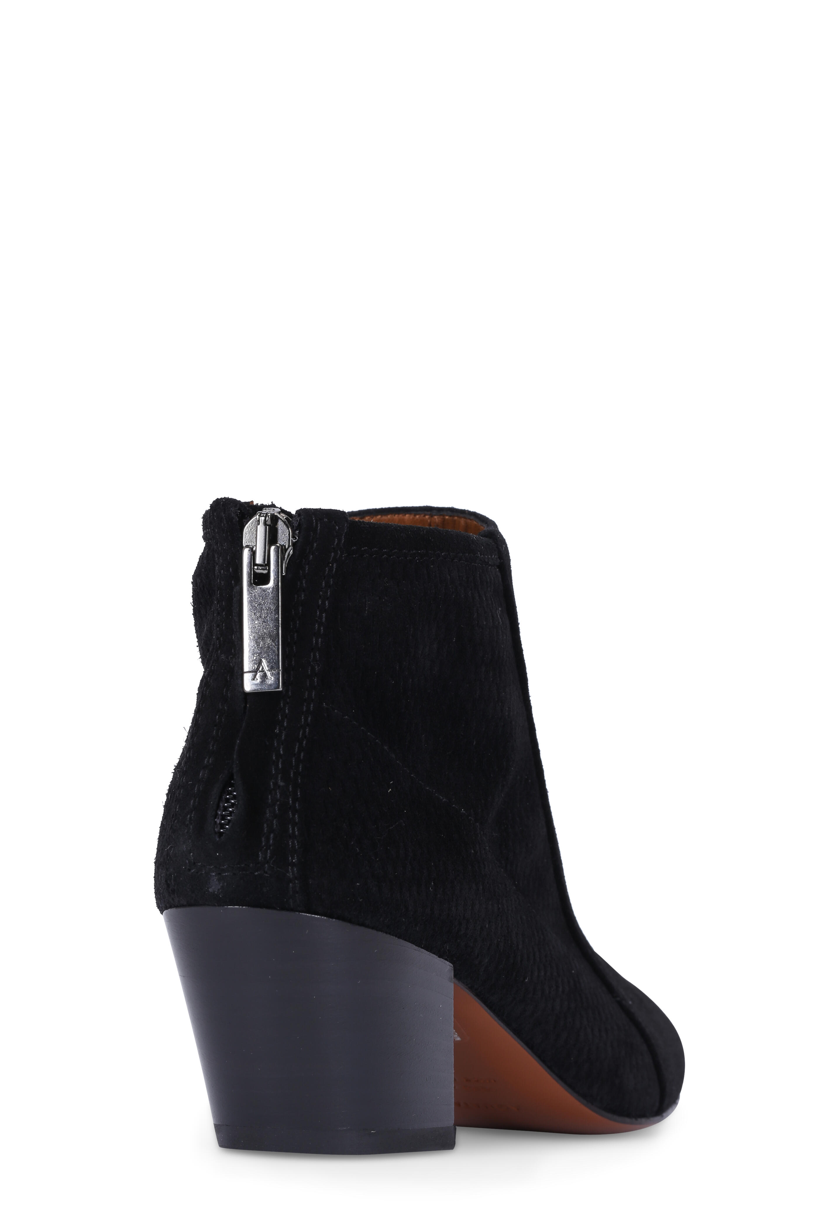 Aquatalia Farrow Black Perforated Suede Bootie 50mm