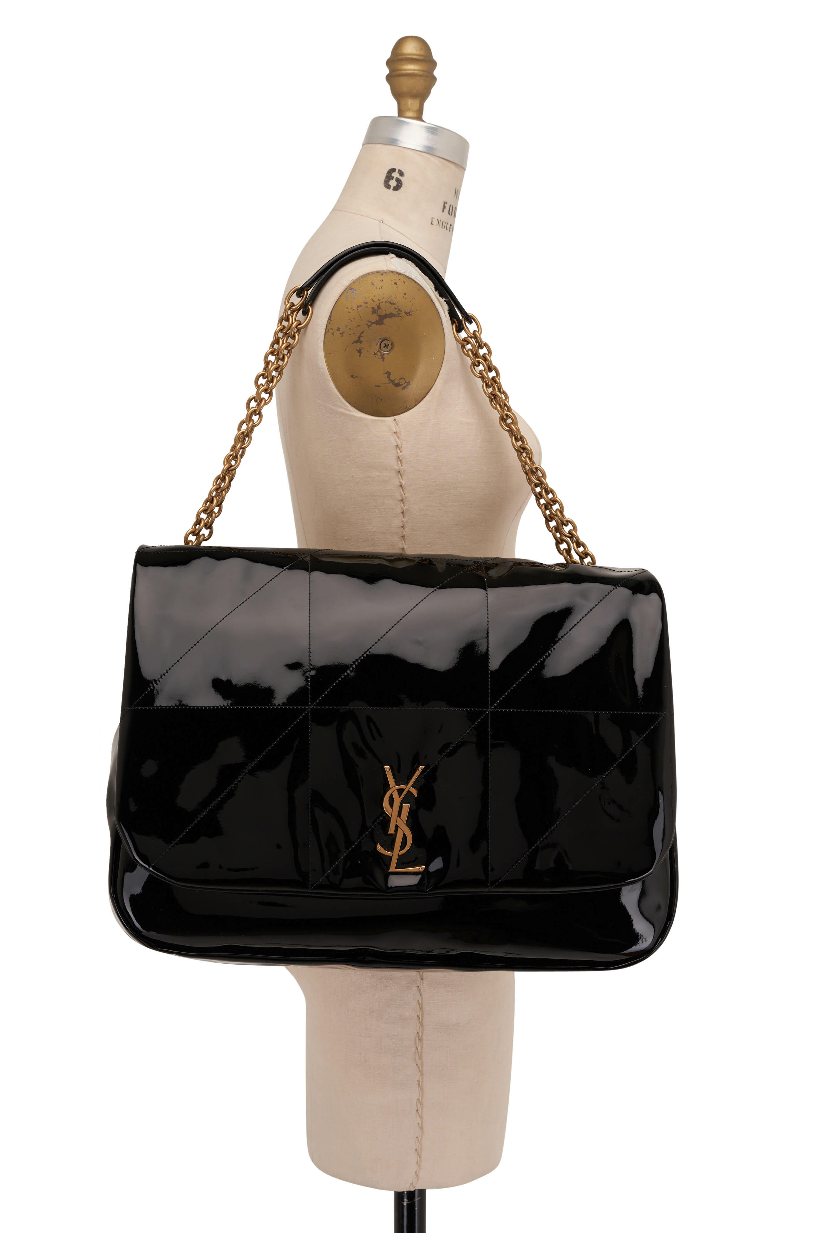 Saint Laurent Le Monogramme 99 Bag In Patent Canvas And Smooth