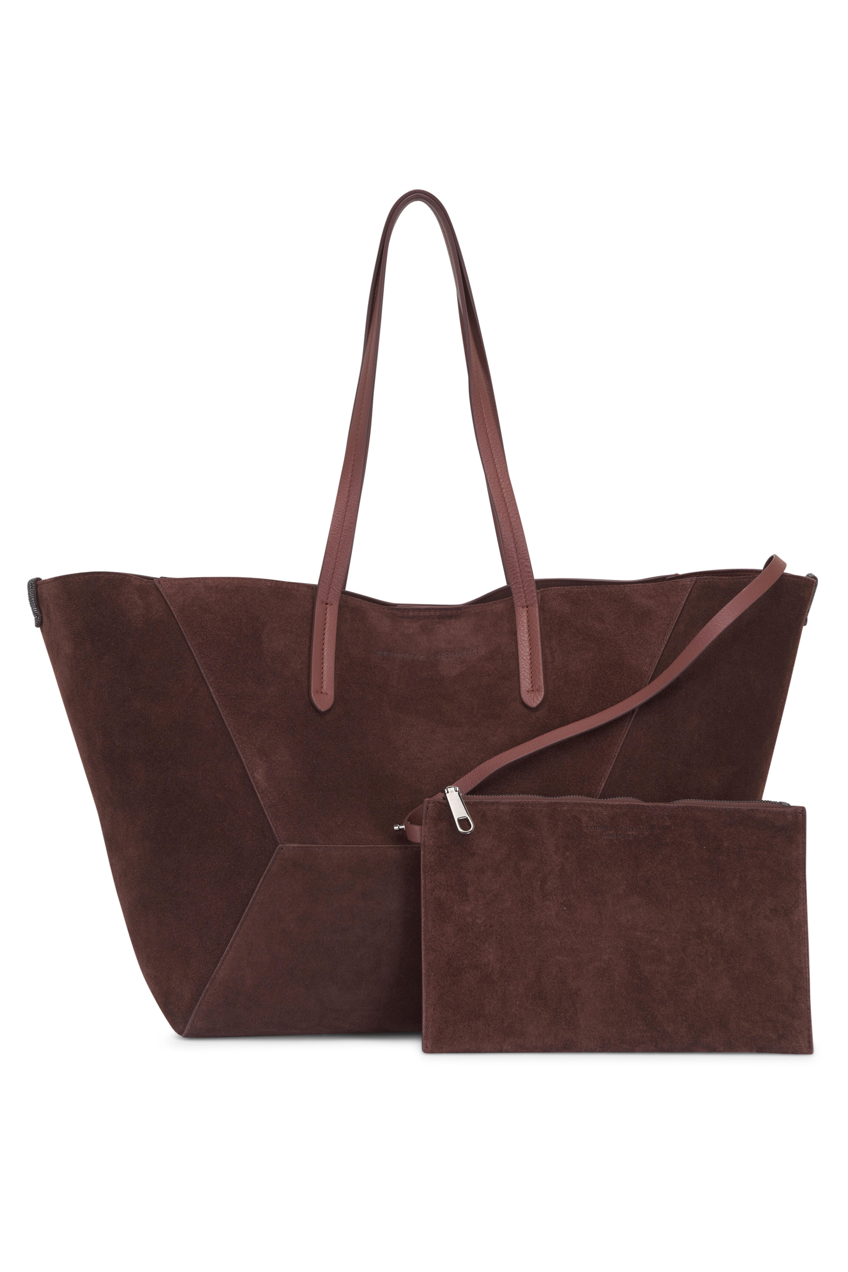 Brunello Cucinelli - Medium Duo Burgundy Suede Tote Bag