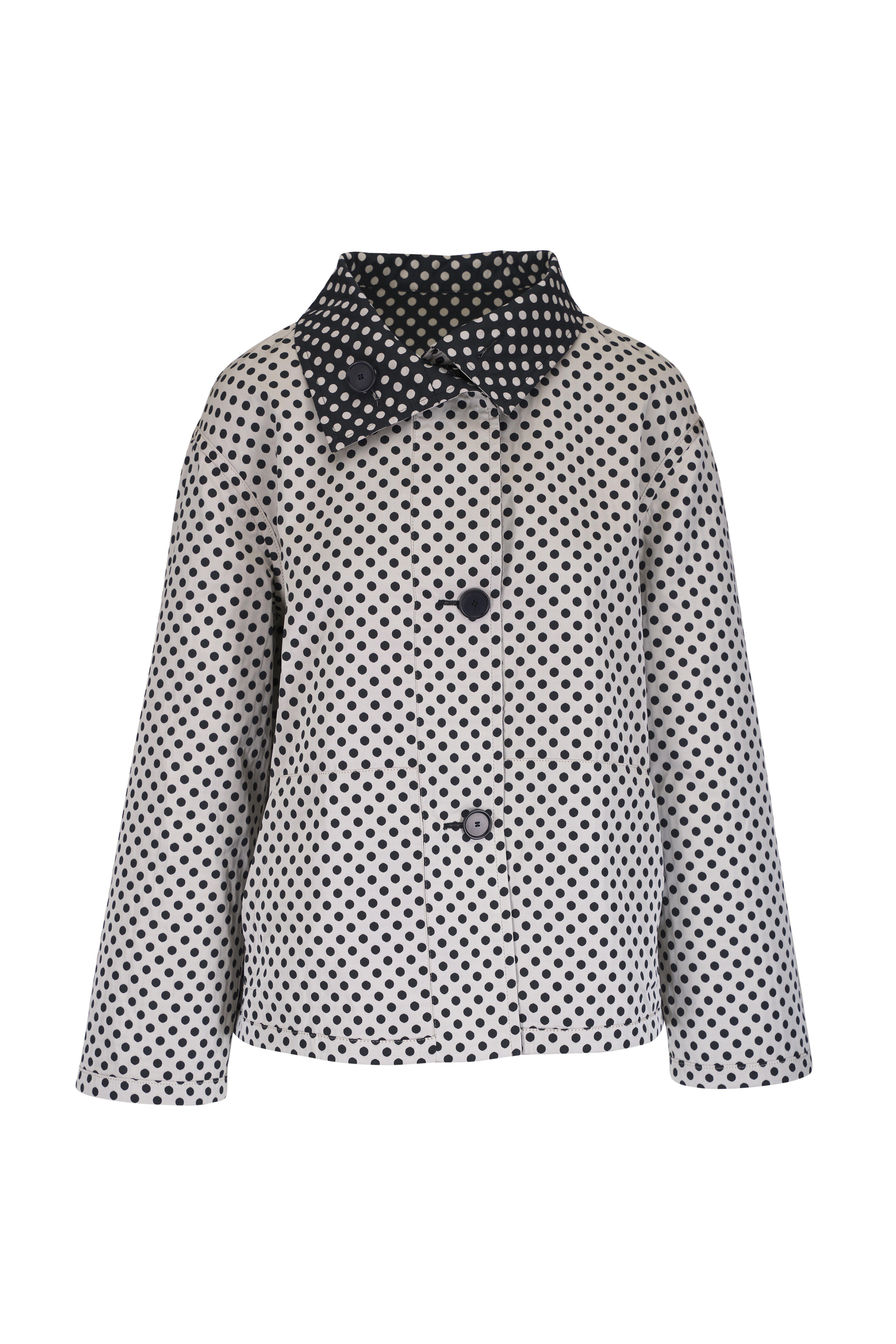 Akris Punto - Black & Cream Reversible Polka Dot Jacket