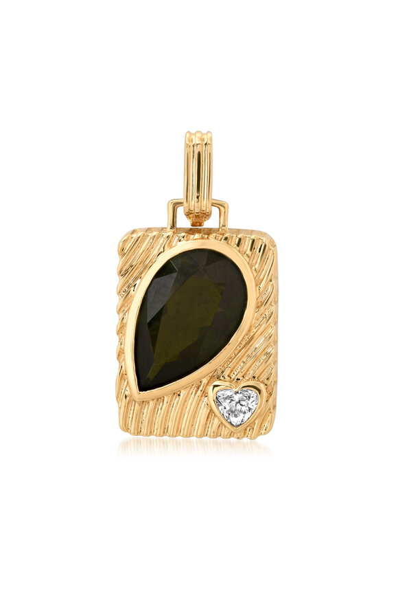 Helena Rose 14k Yellow Gold Ripple Pear Tourmaline Amulet