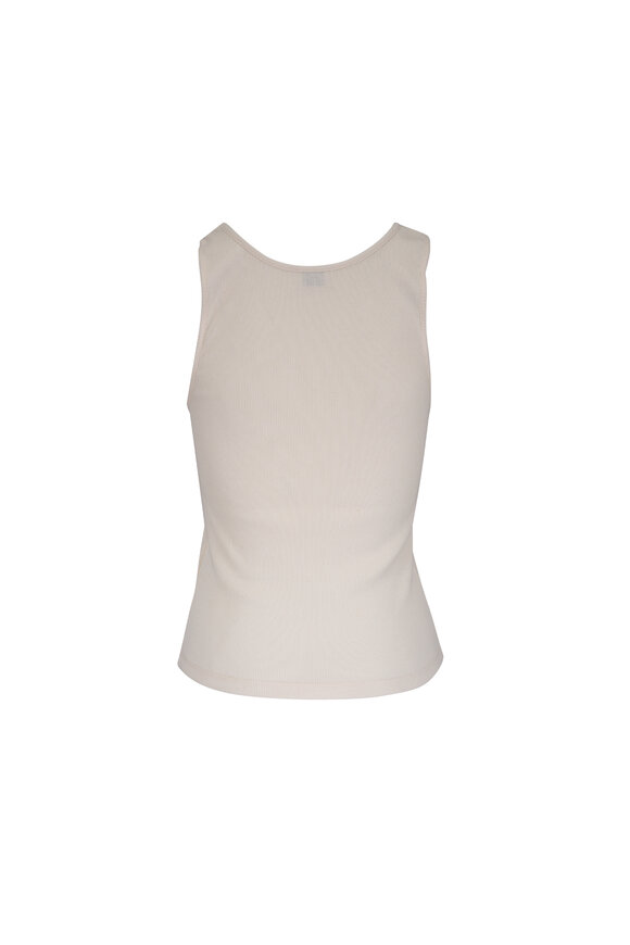 Saint Laurent Debardeur Embroidered Ivory Cotton Jersey Tank - view 3