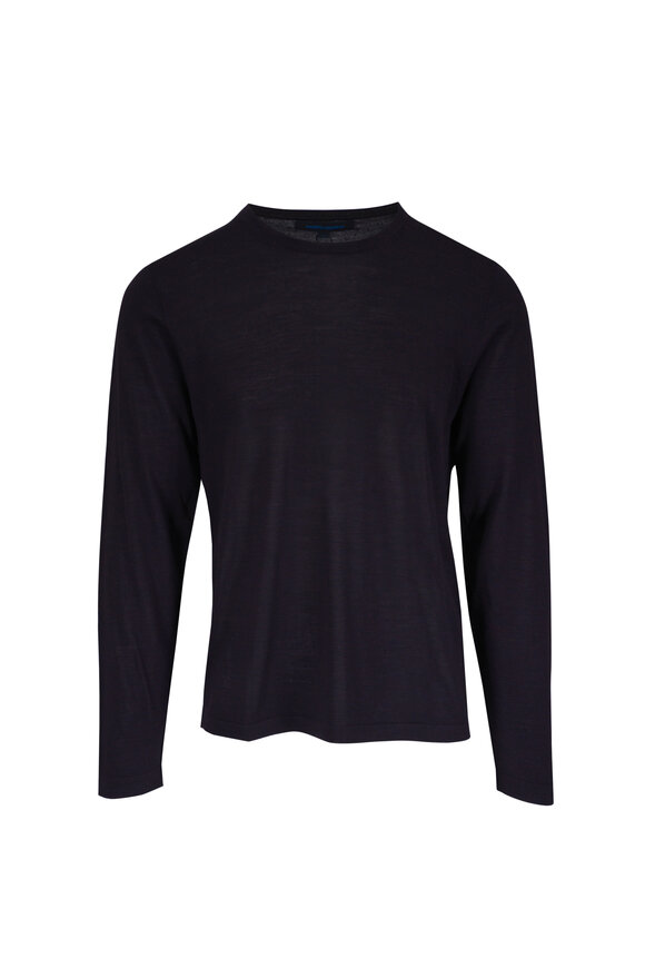 Patrick Assaraf Black Currant Extra Fine Merino Wool Sweater