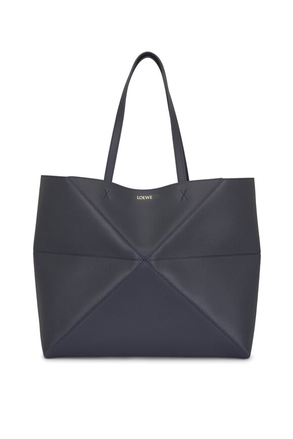 Loewe Large Horizontal Puzzle Fold Deep Navy Tote - view 1