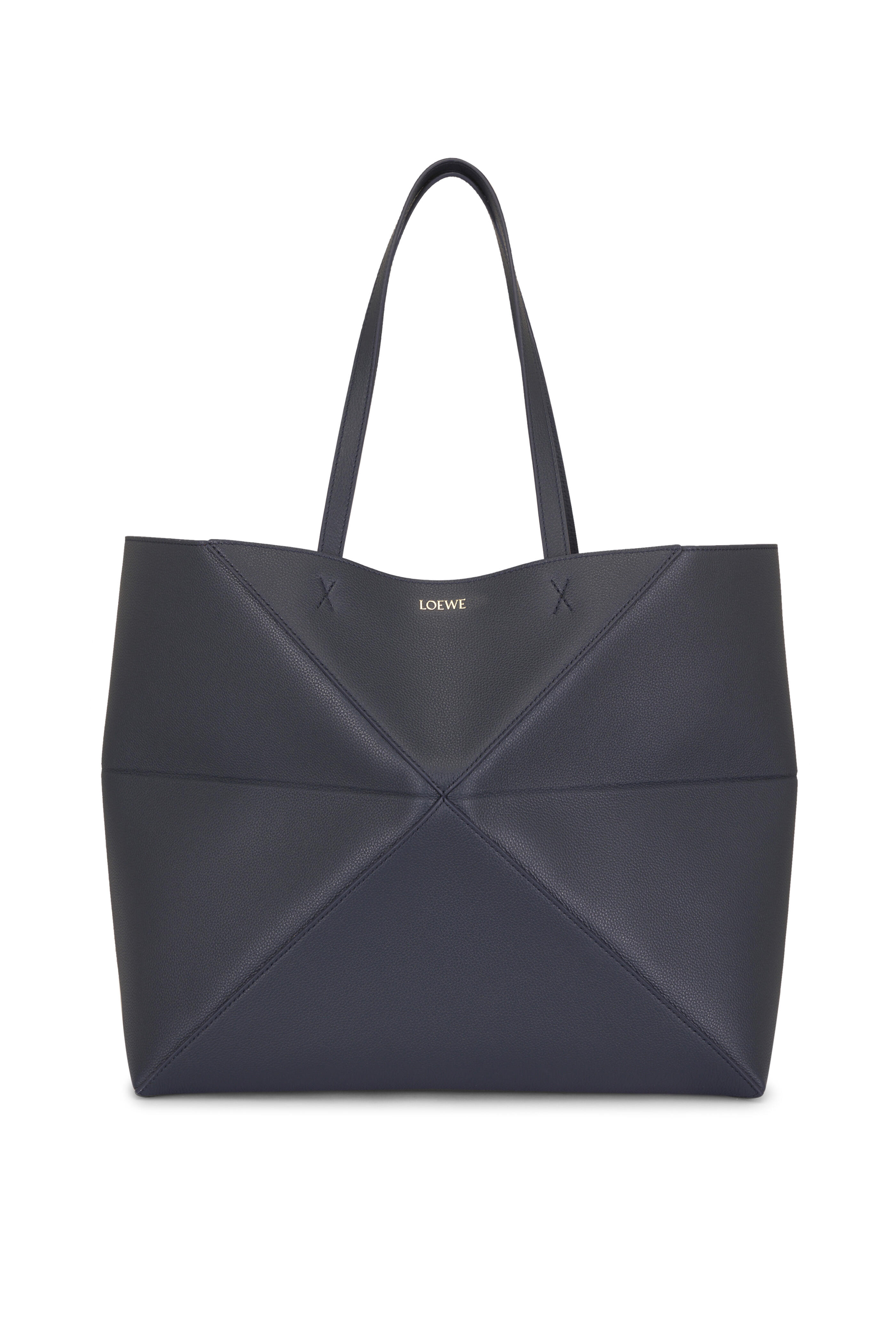 Loewe - Large Horizontal Puzzle Fold Deep Navy Tote - view 1