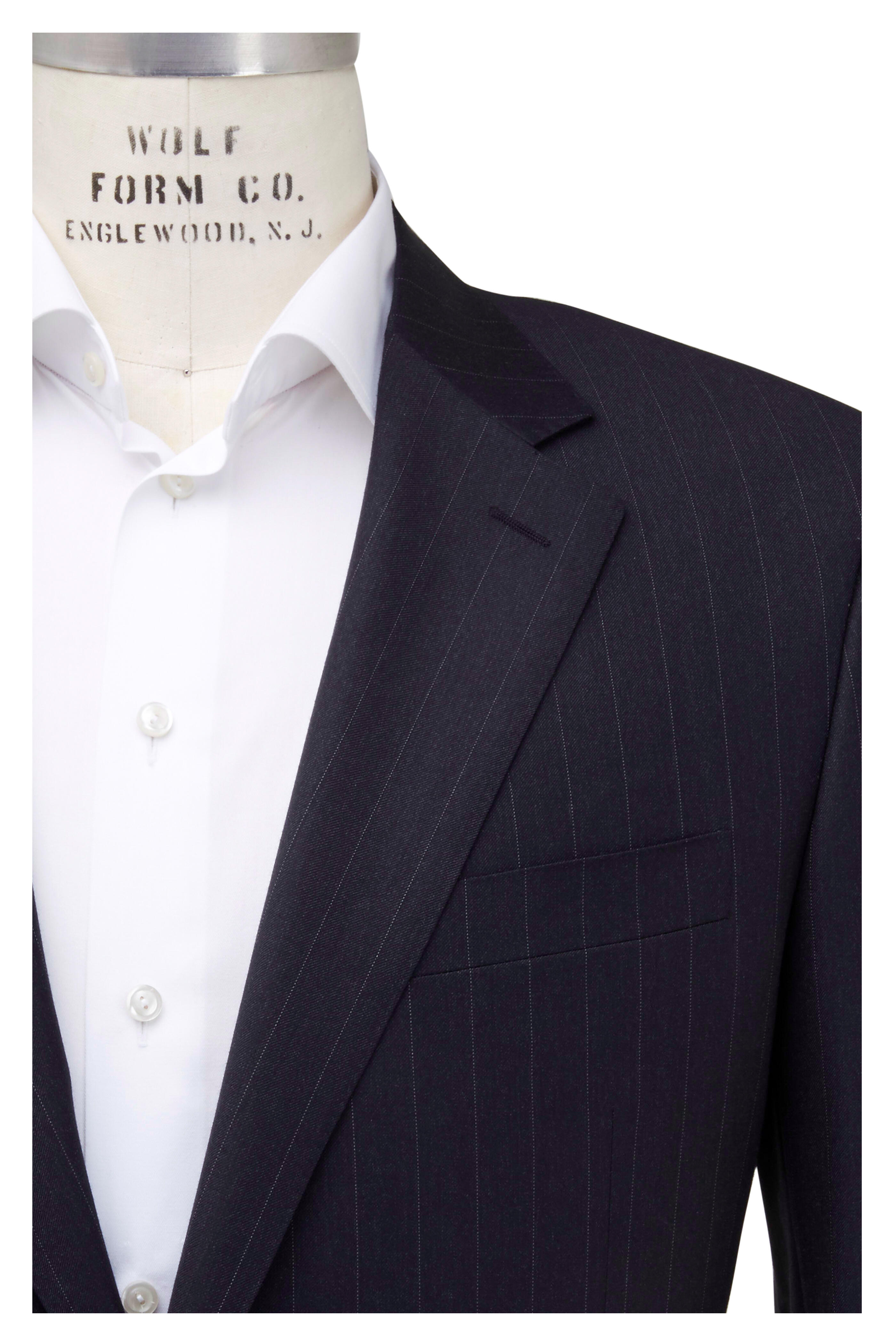 Canali Charcoal Gray Striped Worsted Wool Suit 9683