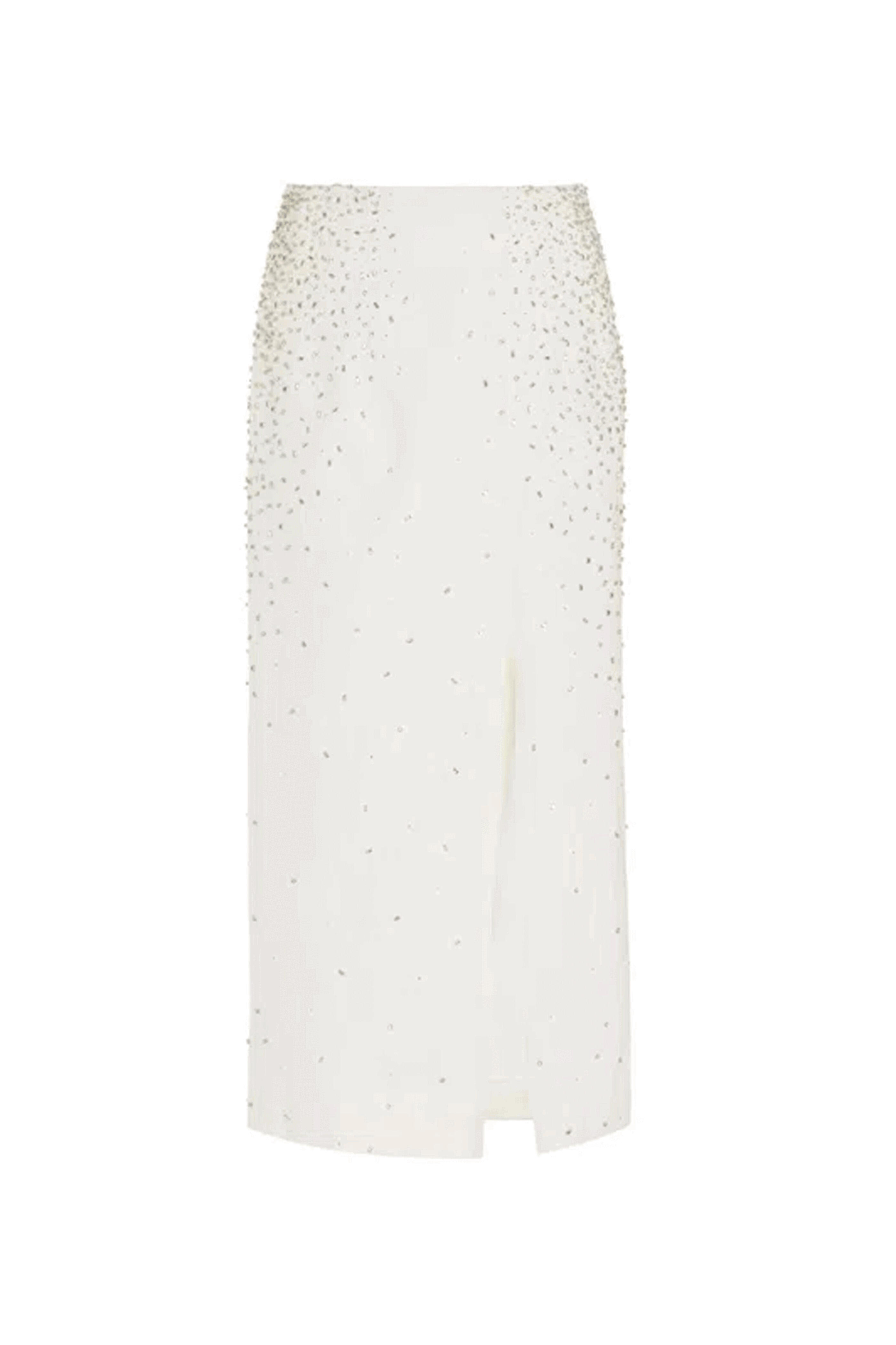 TWP - White Ladylike Denim Skirt with Crystal Trickle