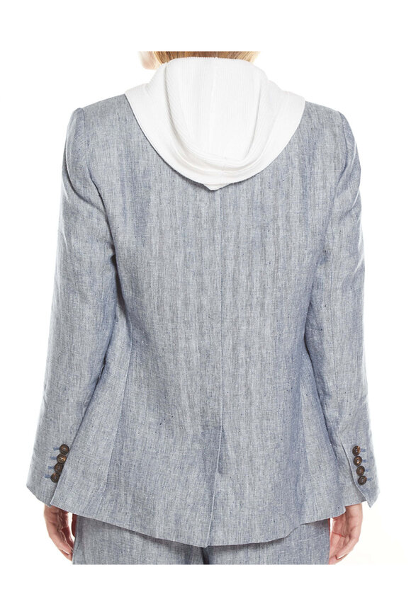 Brunello Cucinelli Oxford Herringbone Linen Jacket - view 5