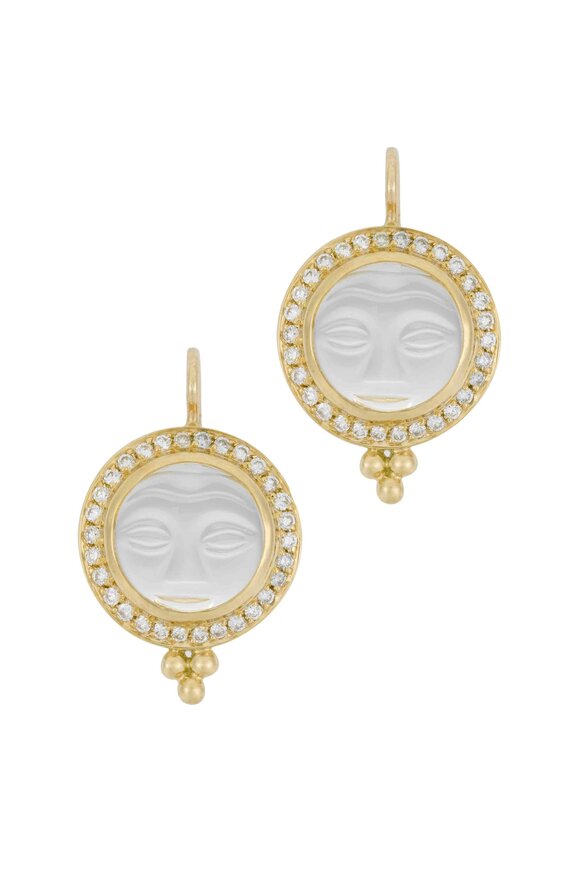 Temple St. Clair - Yellow Gold Crystal Moonface Diamond Earrings