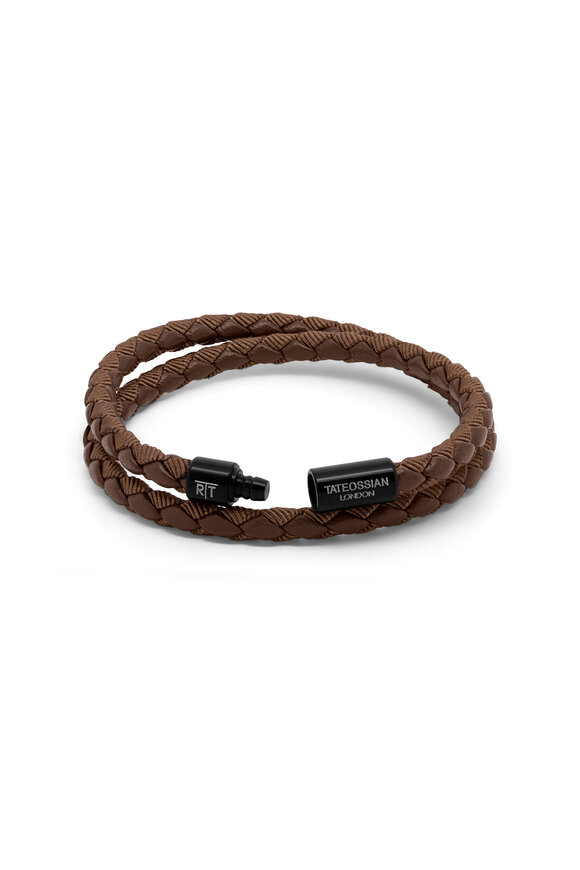 Tateossian - Chelsea Brown Leather Wrap Bracelet