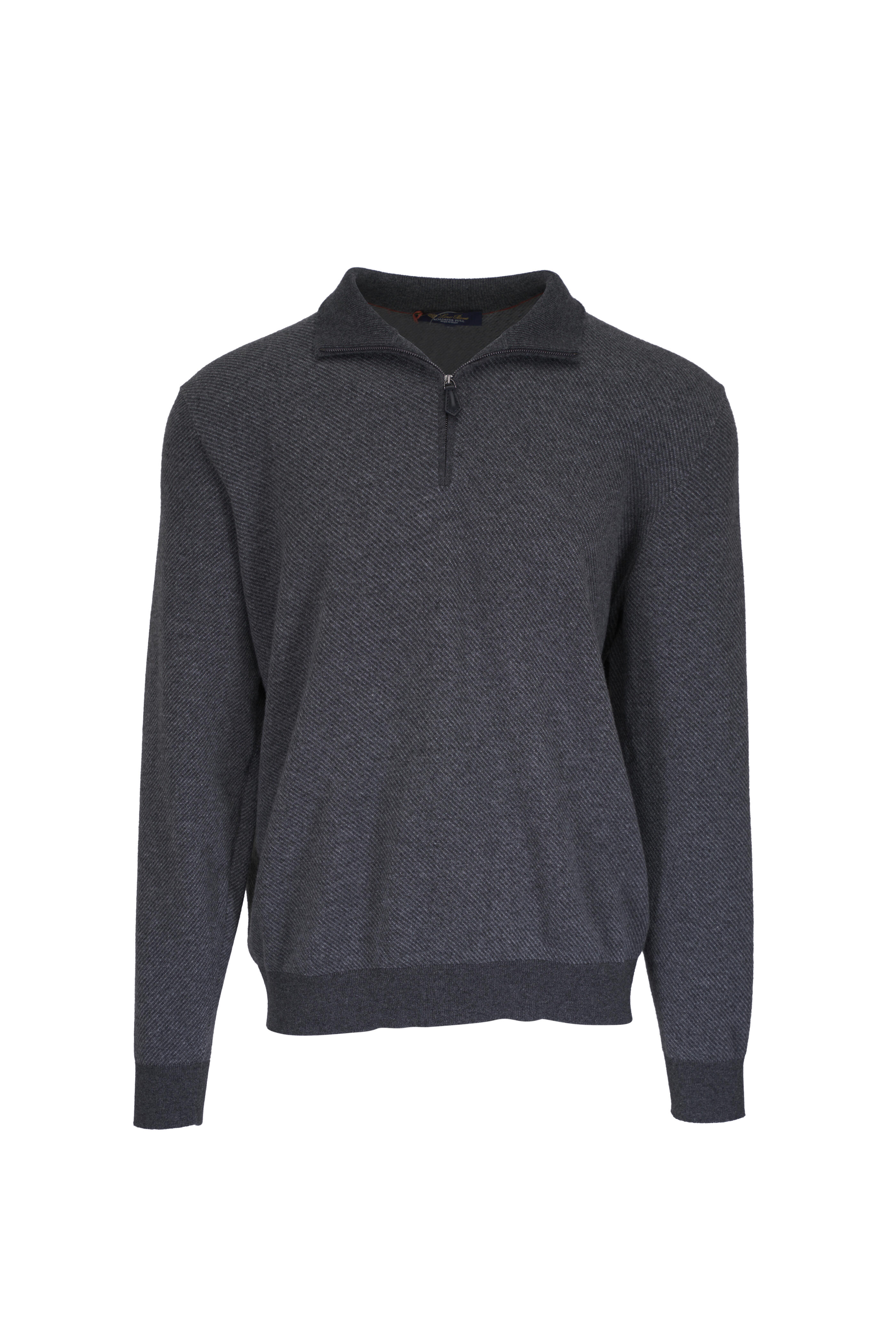Loro Piana - Roadster Charcoal Gray Cashmere Quarter Zip - view 1