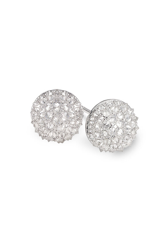 Nam Cho White Gold Half Ball Ice Diamond Earrings