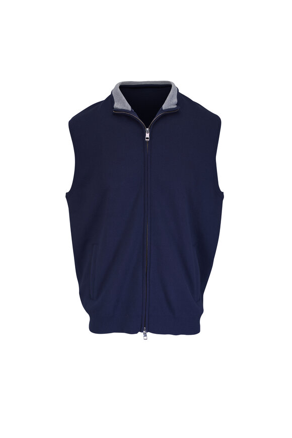 Peter Millar Navy Blue Coolspun Full Zip Sweater Vest
