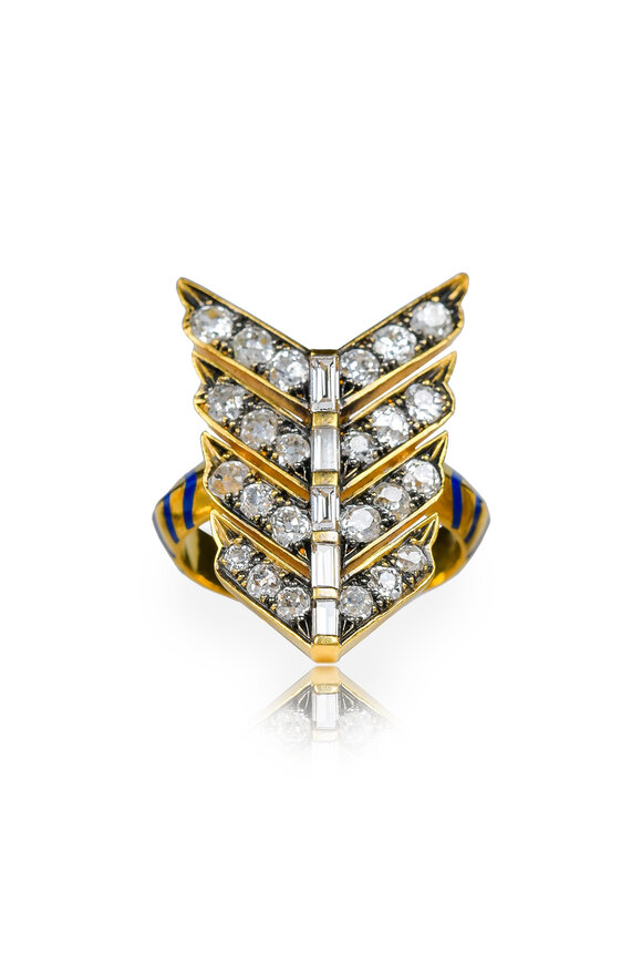 Circa 1700 18k Yellow Gold Diamond Victory Ring