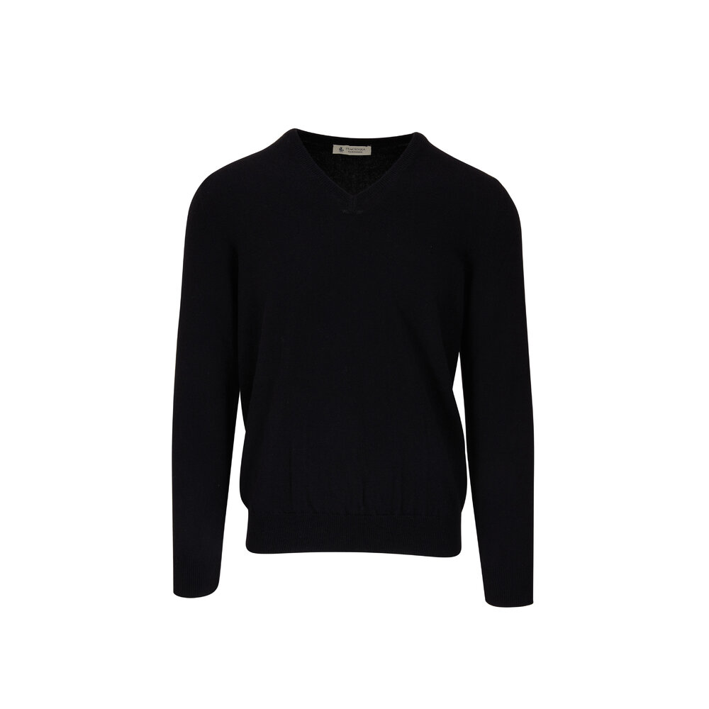 Fratelli Piacenza - Black Cashmere V-Neck Sweater