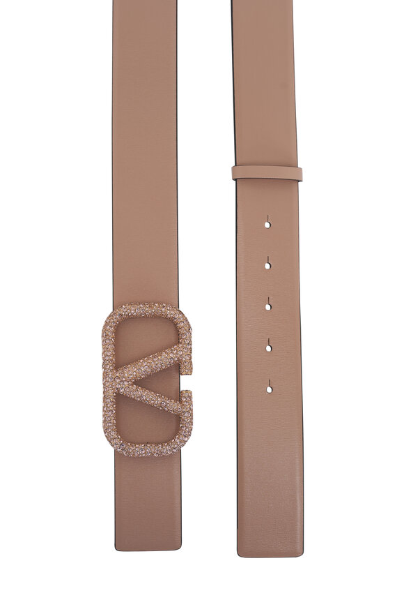 Valentino Garavani - Rose & Black Crystal Embellished Reversible Belt 