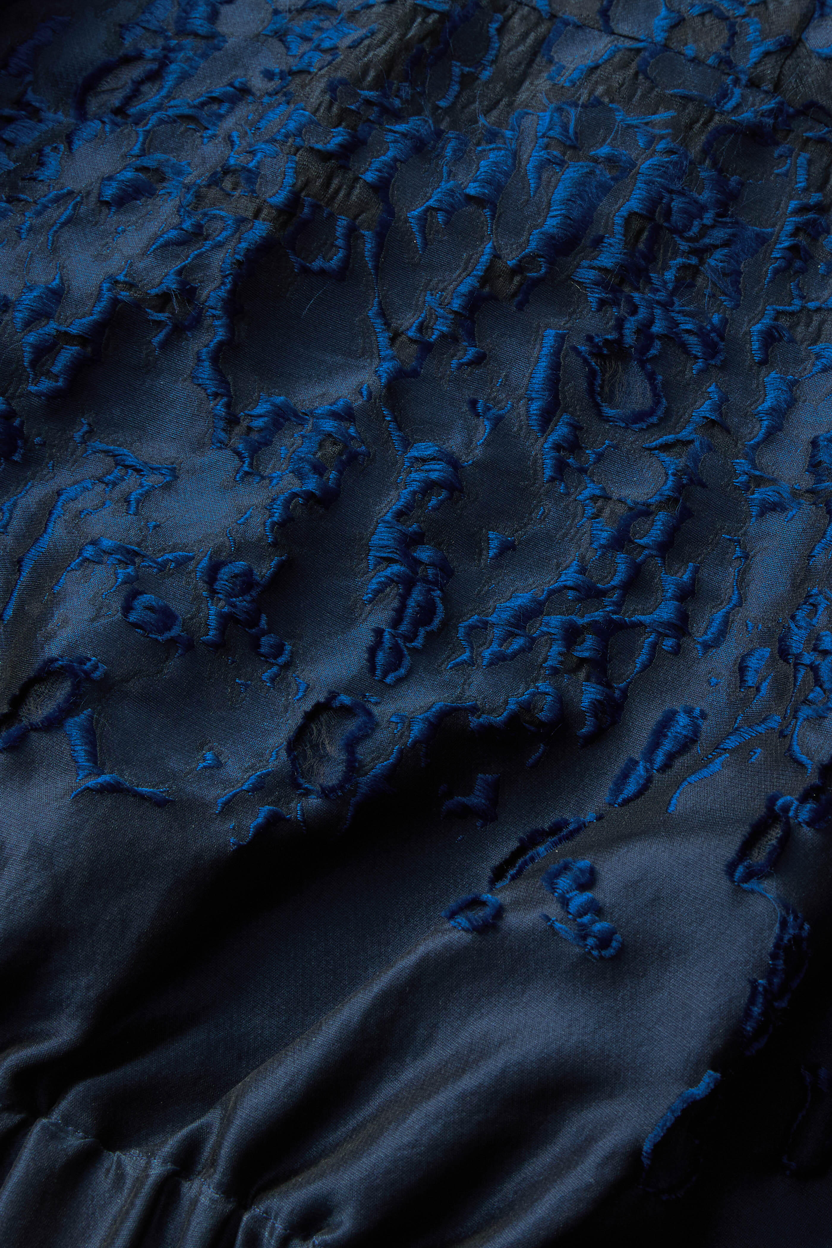 Lafayette 148 New York - Dark Blue Jacquard Zip Front Cropped Jacket