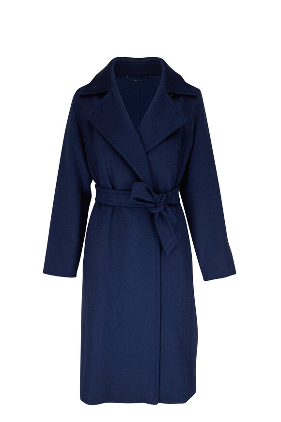 Max Mara - 3Manuel Midnight Blue Camel Wool Belted Coat