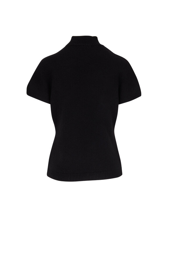 Lela Rose - Black Wool & Cashmere Short Sleeve Sweater 