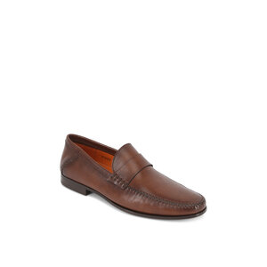 Santoni - Paine Dark Brown Burnished Leather Loafer display picture 1