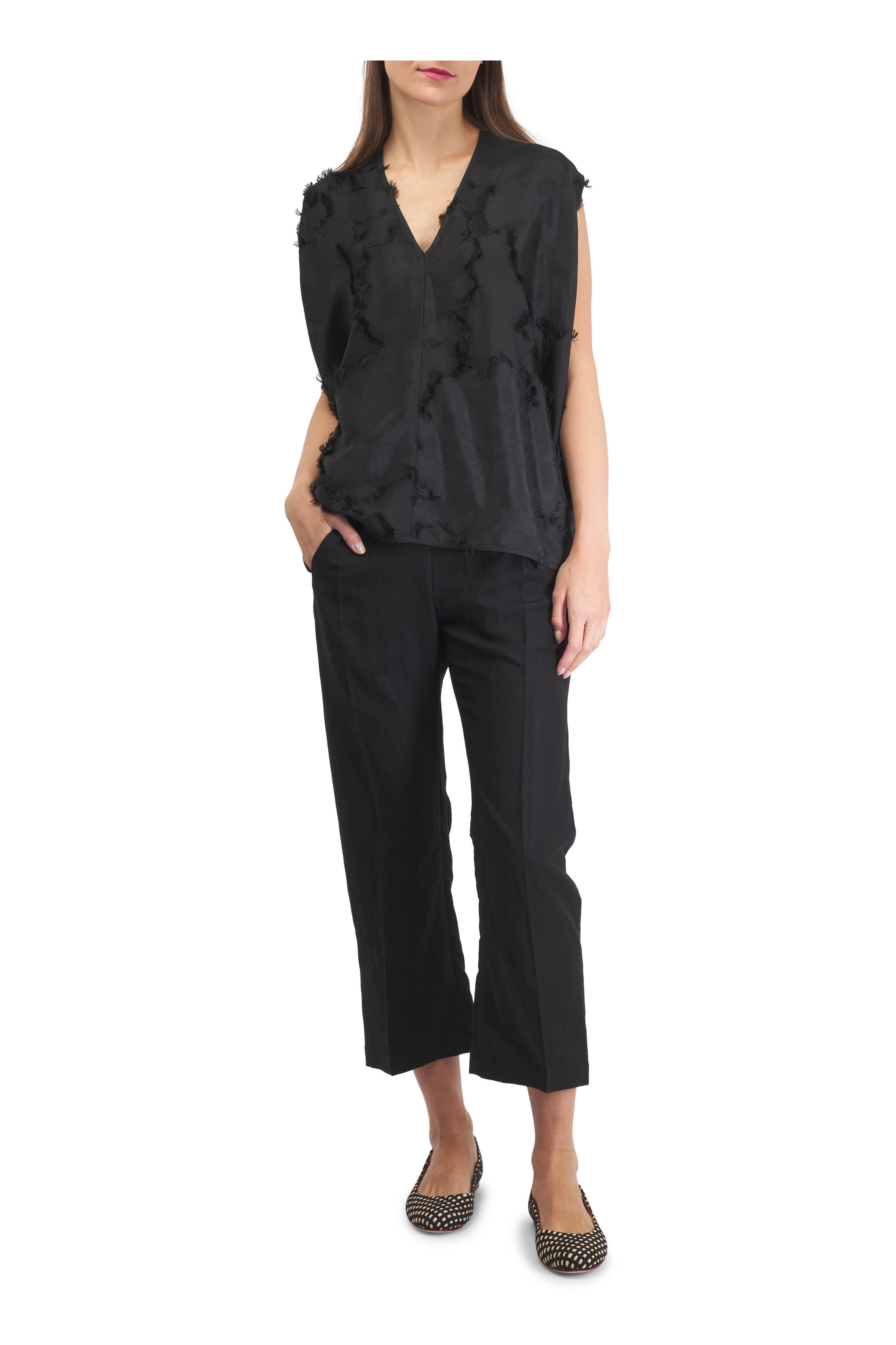 Zero + Maria Cornejo - Ina Lotus Coupe Black Top