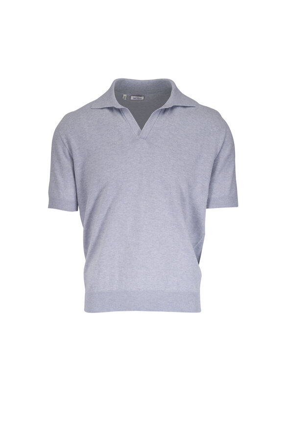 Atelier Munro Light Gray Cotton & Cashmere Polo