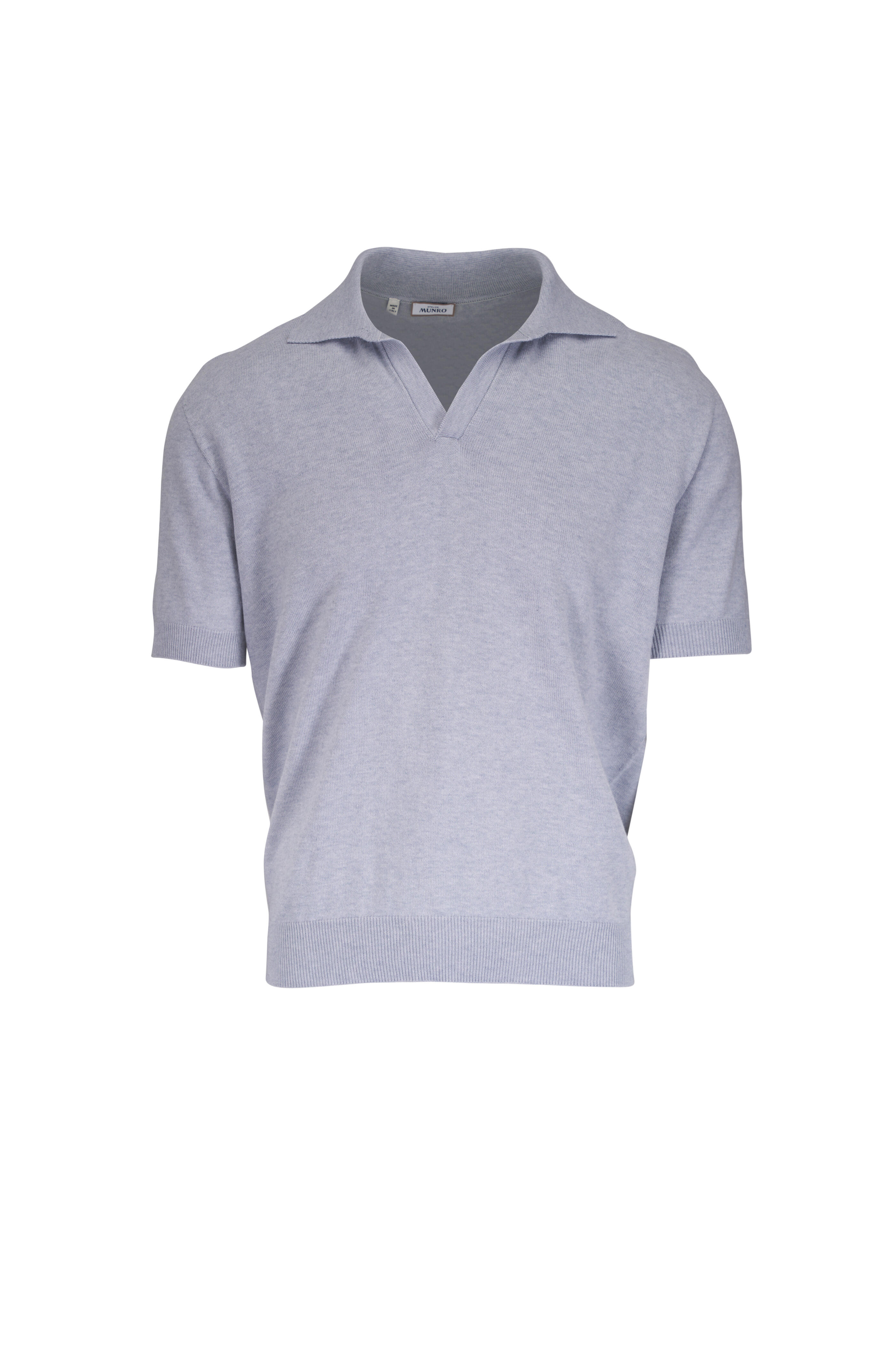 Atelier Munro - Light Gray Cotton & Cashmere Polo