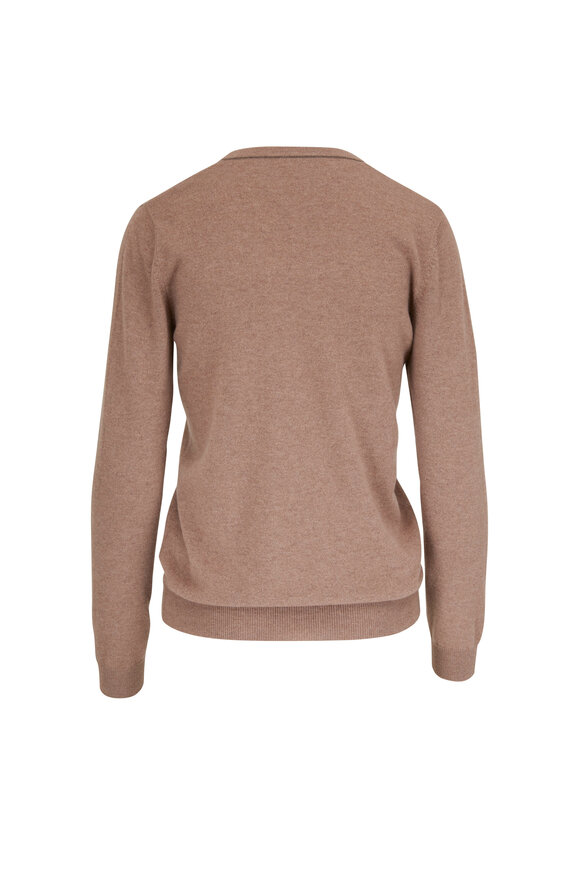 Brunello Cucinelli - Mocha Cashmere Basic V-Neck Sweater