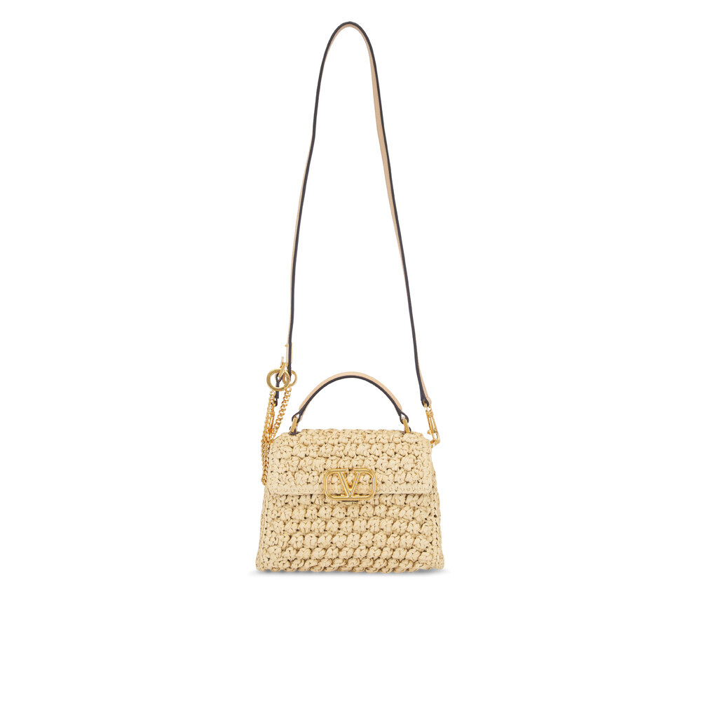 VALENTINO正規品/送料/関税込み V SLING mini tote shoulder bag VALENTINO GARAVANI VSLING mini leather-trimmed crocheted