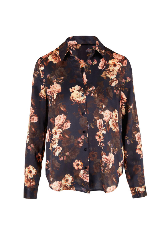 L'Agence - Tyler Midnight Moschata Rose Print Blouse