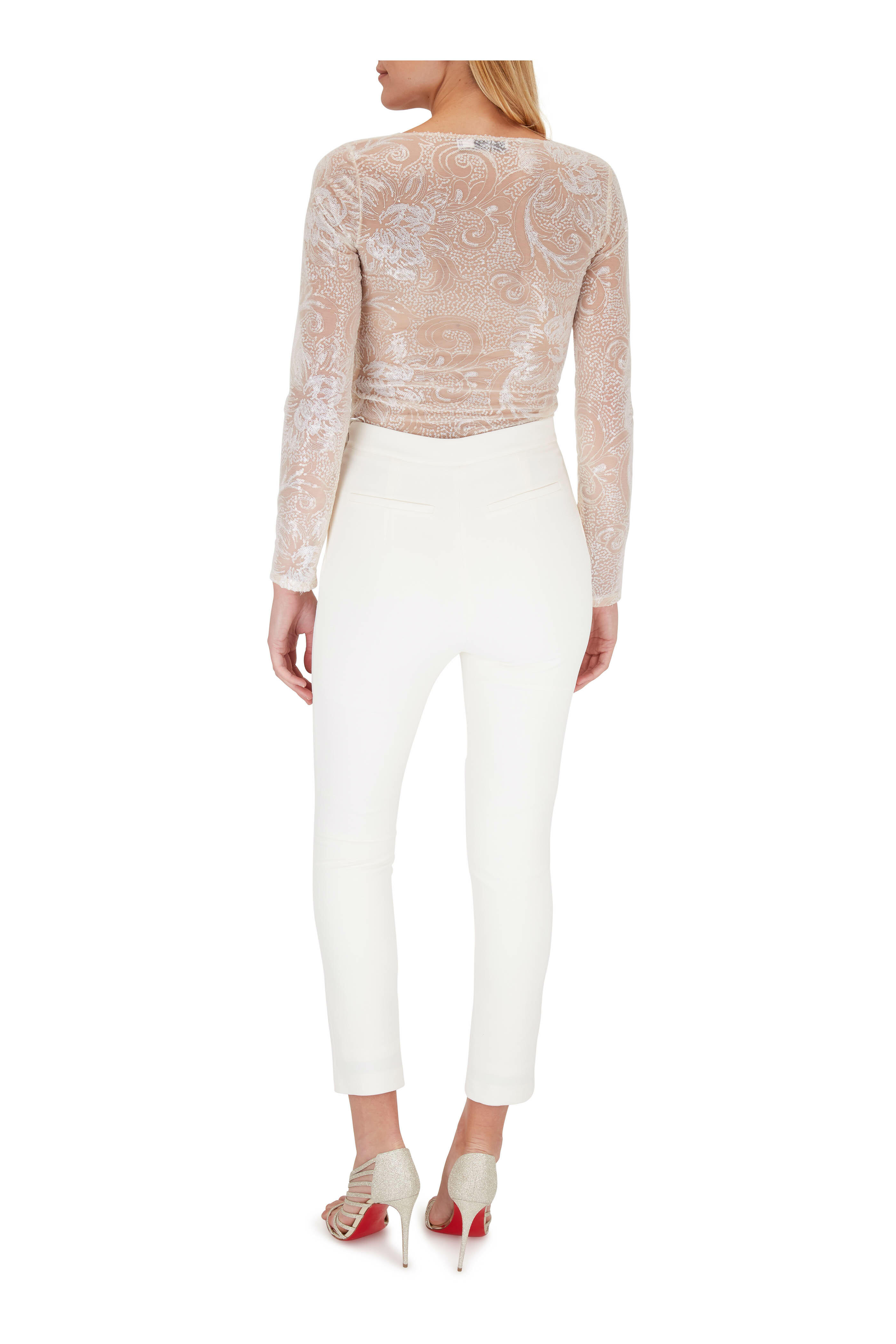 White Sheer Lace Plunge Long Sleeve Bodysuit - Janica – Rebellious Fashion
