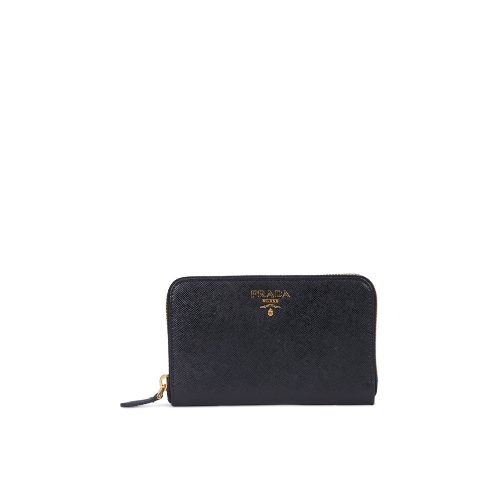 prada saffiano leather zip around wallet