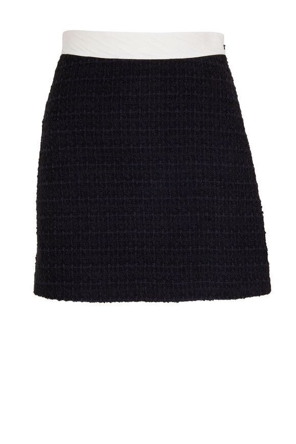 Valentino - Black & Ivory Embroidered Tweed Miniskirt