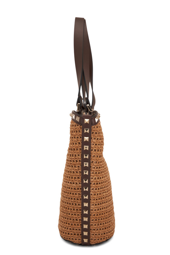 Valentino Garavani - Rockstud Woven Raffia Shopping Tote 