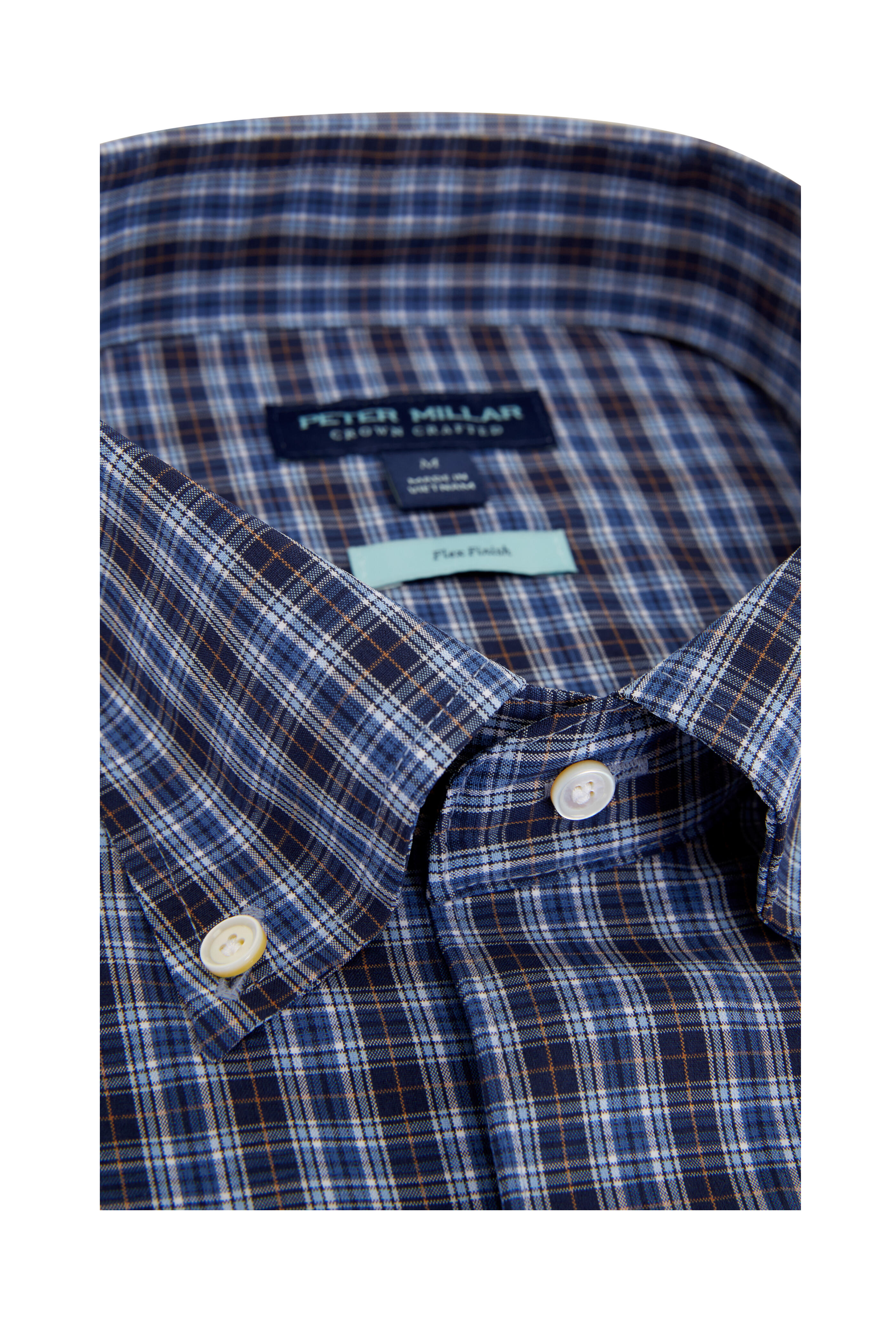 Peter Millar - Navy Tul Performance Poplin Check Sport Shirt