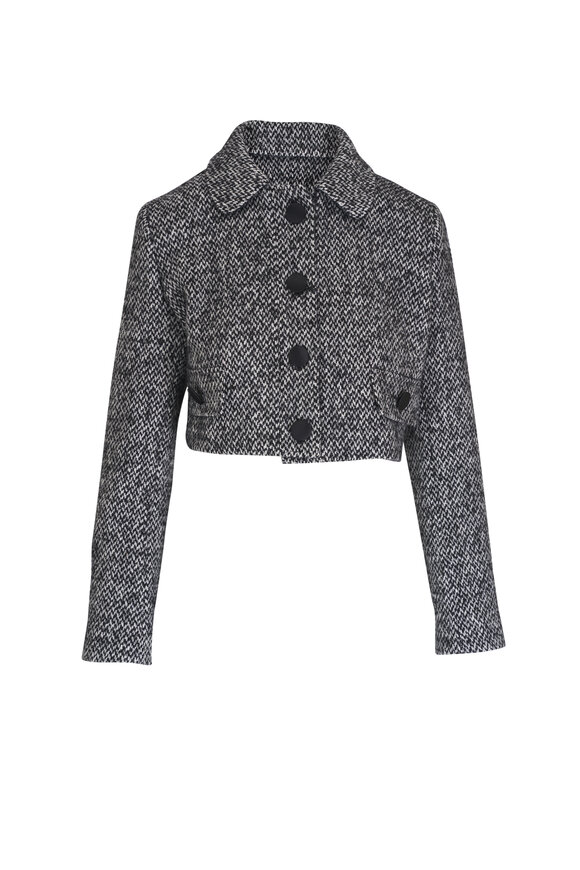 Dolce & Gabbana Black & Gray Micro-Tweed Wool Short Jacket