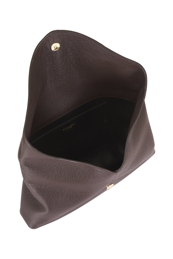 Saint Laurent Large Cassandre Chocolate Leather Envelope Pouch - view 4